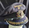 Named Kriegsmarine officer blue visor hat for the ranks Korvettenkapitan of Kapitan Zur See